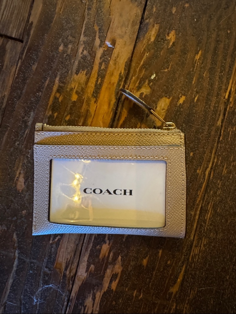 Coach Metallic Gold Pebbled Leather ID Card Wallet